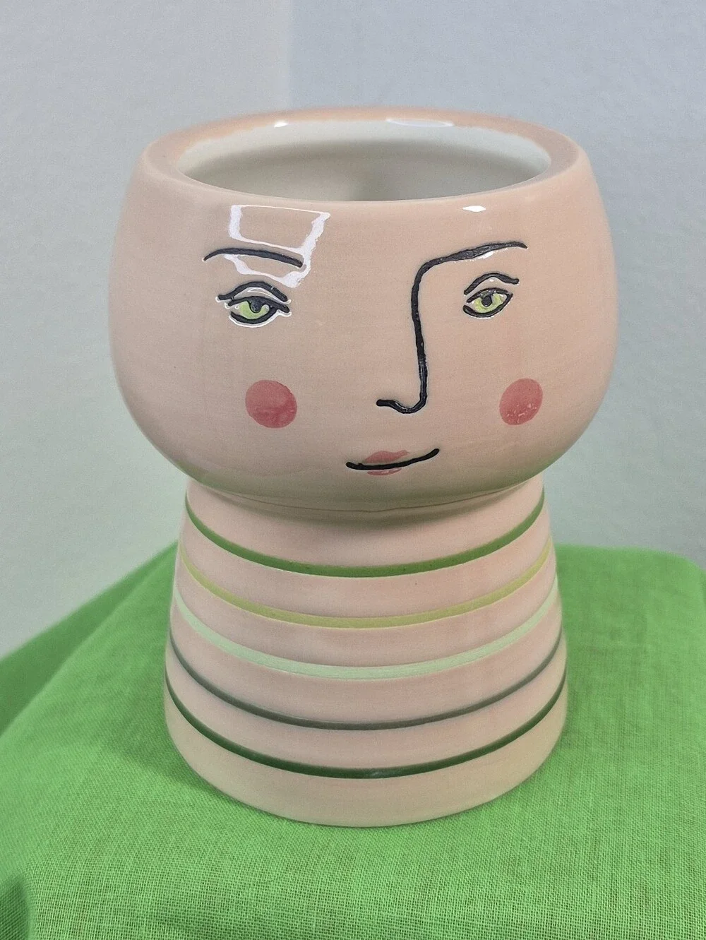 Opalhouse Ceramic Succulent Planter with Drain Plug Rosy Cheeks Face 4.5